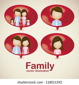 Illustration Family Icons Text Balloons Isolated Stock Vector (Royalty ...