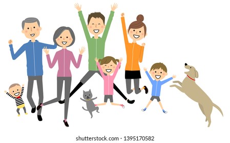 It is an illustration of a family to jump.