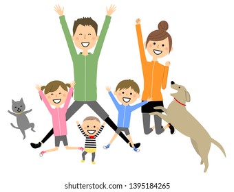 It is an illustration of a family to jump.
