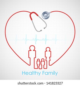 Illustration Of Family Made Of Stethoscope On Healthcare And Medical Background