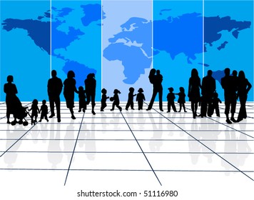 Illustration of family and map