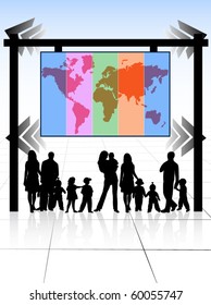 Illustration of family and map