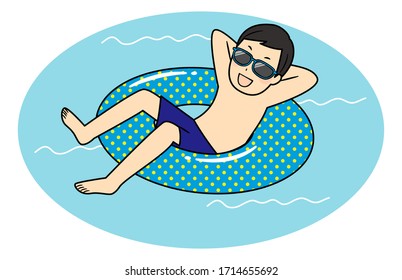 illustration of family members with swimsuits