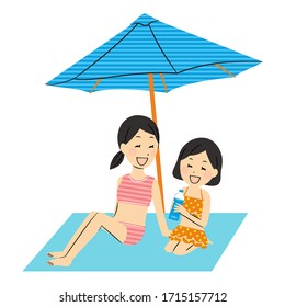 illustration of family members with swimsuits