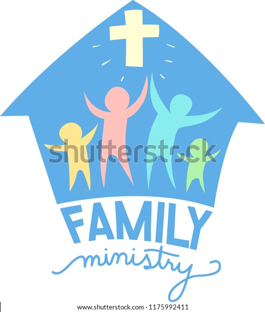 十字架 家族のアイコン 教会と家族の文字デザインのイラスト のベクター画像素材 ロイヤリティフリー