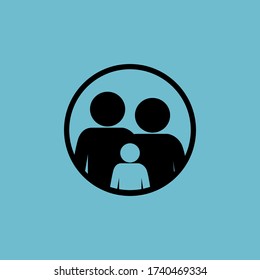 illustration of a family with one child, for icons or symbols, background