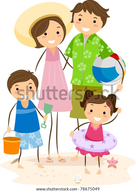 Illustration Family Outing Beach Stock Vector (Royalty Free) 78675049