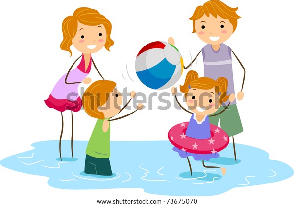 Illustration Family Outing Beach Stock Vector (Royalty Free) 78675070