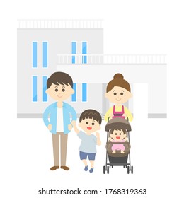Illustration of family and own home.