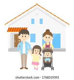 Illustration of family and own home.