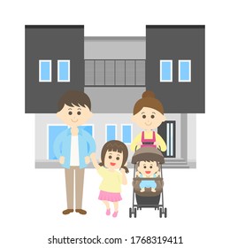 Illustration of family and own home.