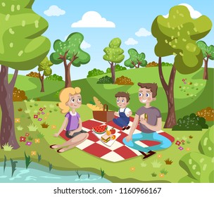 illustration with family at picnic