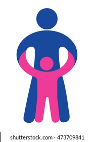 Illustration of family protection - father and child