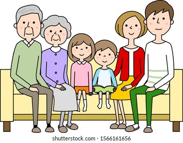 Illustration of a family relaxing on the sofa.