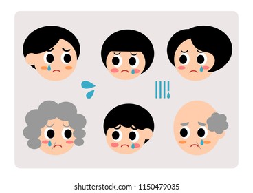 Illustration of family: sad,weep
