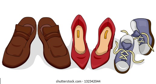 Illustration of Family Shoes