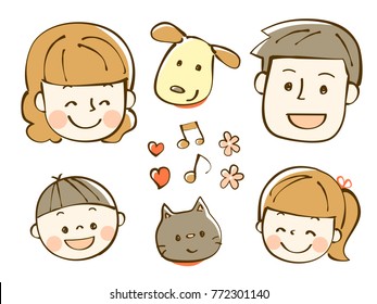 Illustration of a family with a smiling face
