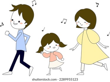 Illustration of a family taking a walk