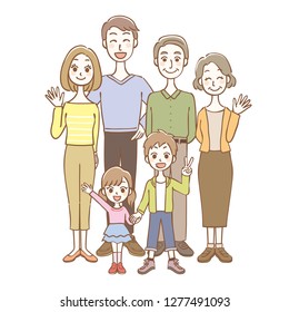 Illustration of family.
They are three generation families.