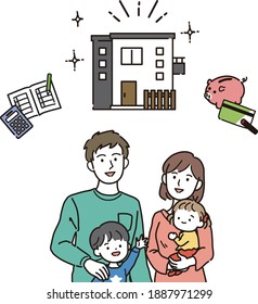 Illustration of a family thinking about buying a home