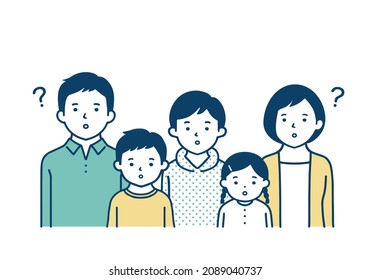 Illustration of a family in thought.