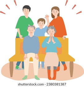 Illustration of a family of three generations who are close friends