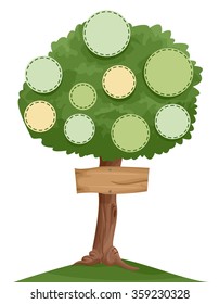 Illustration of a Family Tree with Designated Spots for Individual Photos