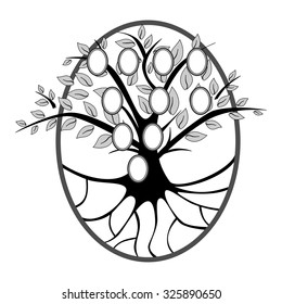 illustration of a family tree with space for family portraits.