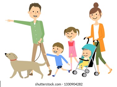 Illustration of a family walking.