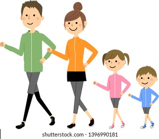 It is an illustration of a family walking.