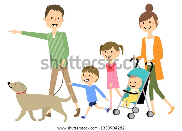 家族が歩いているイラスト のベクター画像素材 ロイヤリティフリー