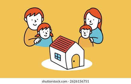 Illustration of a family wanting their own home