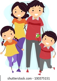 Illustration Of A Family Wearing Matching Outfits