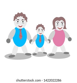 Illustration of family,parents,children walking hand in hand,family relationship concept