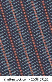 An illustration of famous Batik from Indonesia, known as Batik Parang with retro color theme