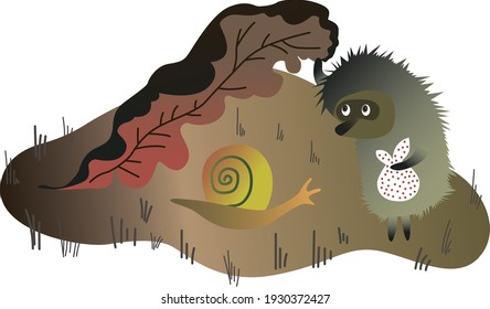 illustration of the famous fairy tale hedgehog in the fog