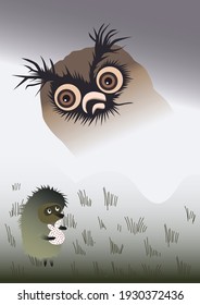 illustration of the famous fairy tale hedgehog in the fog