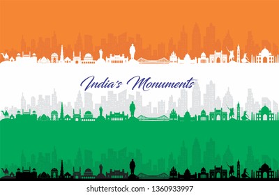 illustration of Famous Indian monument and Landmark