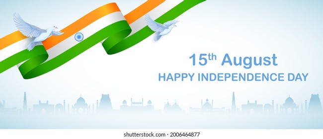 illustration of Famous Indian monument and Landmark for Happy Independence Day of India