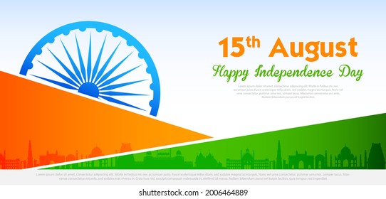 illustration of Famous Indian monument and Landmark for Happy Independence Day of India
