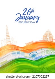 illustration of Famous Indian monument and Landmark for Happy Independence Day of India for Happy Independence Day of India