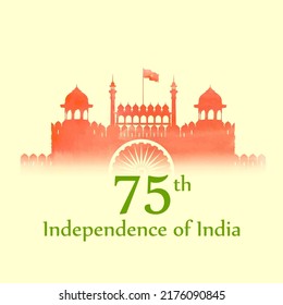 ilustración del famoso monumento y monumento indio en el 75° Día de la Independencia de la India el 15 de agosto