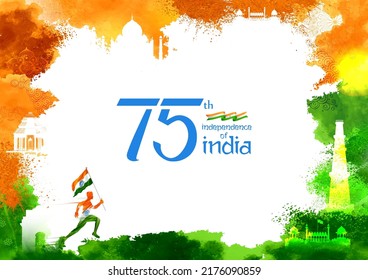 illustration of Famous Indian monument and Landmark for 75th Independence Day of India on 15th August