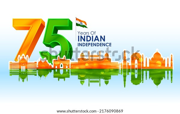 illustration of Famous Indian monument and Landmark for 75th Independence Day of India on 15th August