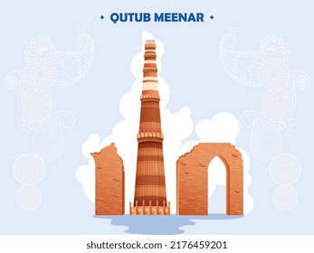 Illustration of Famous Indian monument Qutub Minar