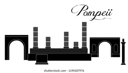 the illustration with famous landmark the Pompei