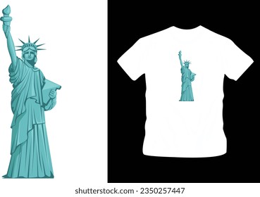 Illustration des berühmten Wahrzeichens der Statue des Freien T-Shirt-Design-bearbeitbare Vorlage