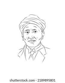 Illustration of famous scientist and  Nobel Prize winner in Physics, C. V. Raman.