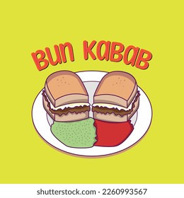 Illustration of a famous street food Bun Kabab