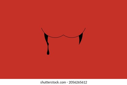 Illustration Of A Fangs Silhouette On A Red Background. Vector Image For Halloween Celebration, Ready To Use, Eps. For Your Design